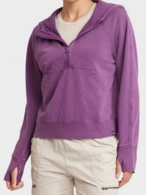 JoyLab Purple Half-Zip Hooded Pullover Sweatshirt